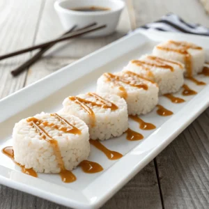 Plain rice cakes arranged on a plate