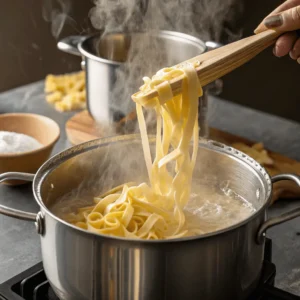 Boiling pasta in water