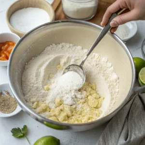 Mixing dry ingredients in a bowl