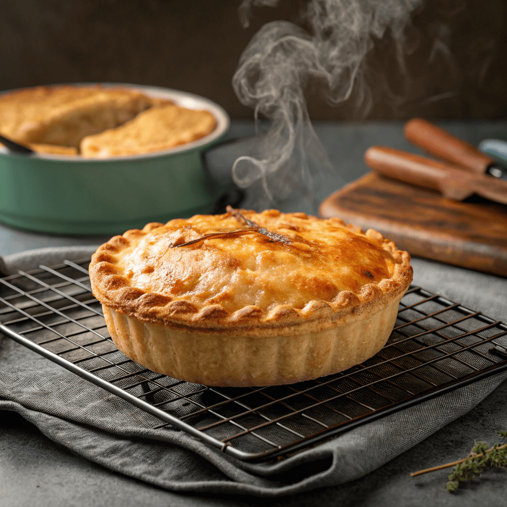 Resting pie on cooling rack