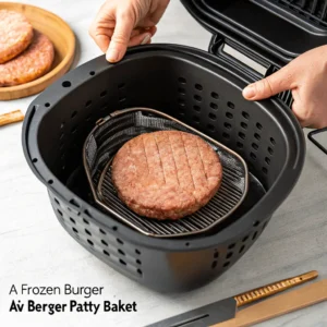 Placing frozen burger in air fryer