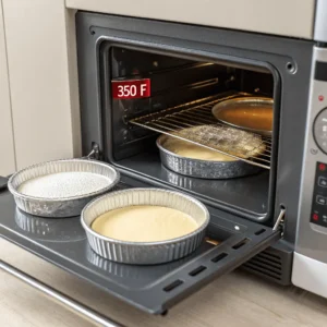 Preheated oven with cake pans ready