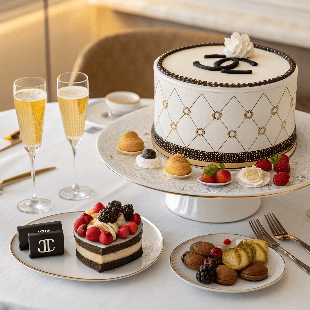 Serving suggestions and presentation ideas for chanel cake.