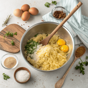 Mixing bowl with ingredients