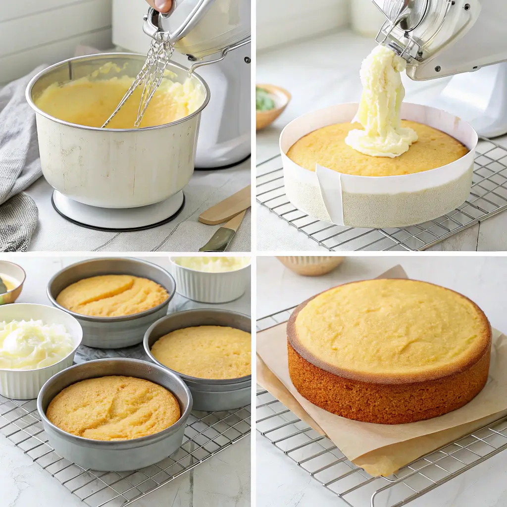 Step-by-step process of making sugar-free cake from mixing to frosting