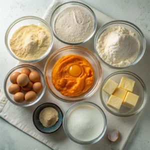 Measured cake ingredients for basketball-themed dessert