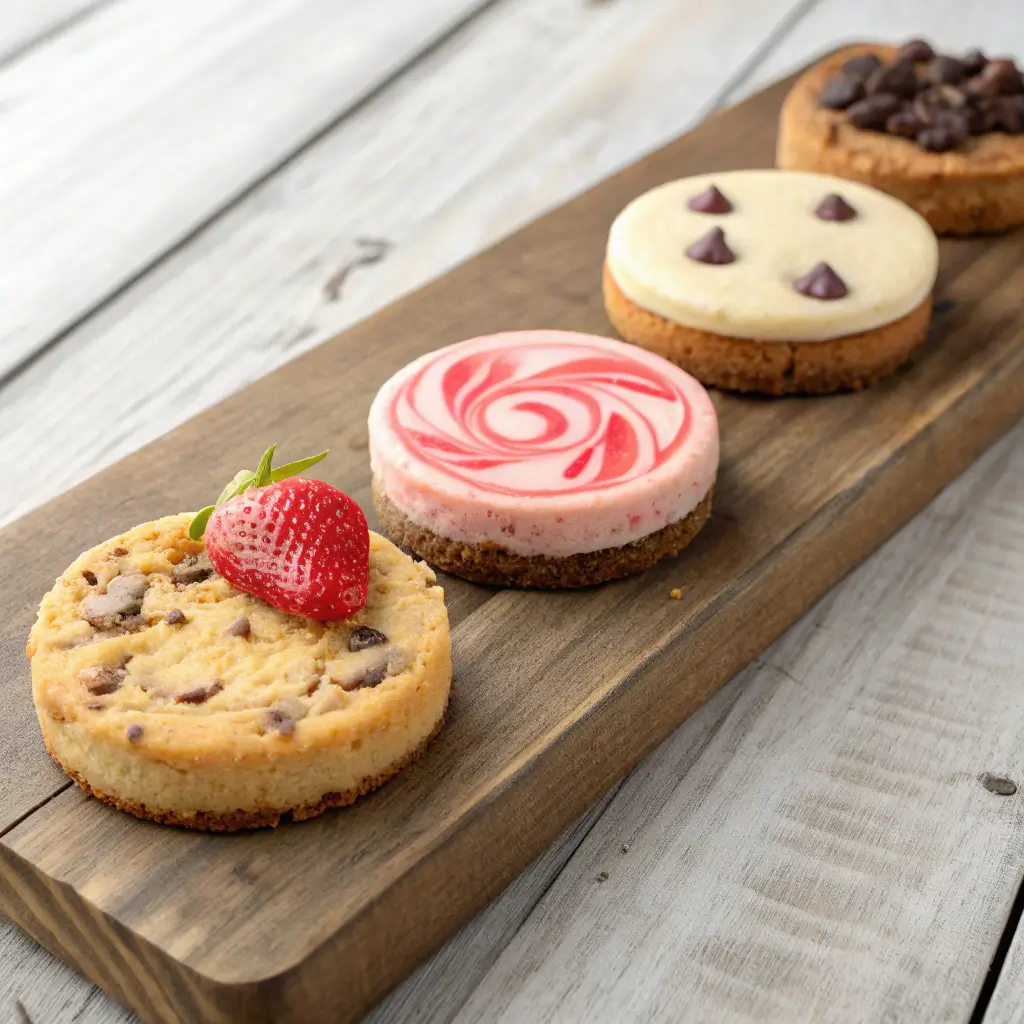 Assortment of homemade cheesecake cookies with different flavors