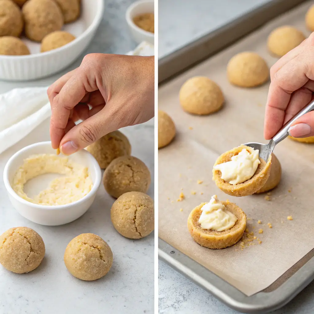 Assembling cheesecake cookies step by step